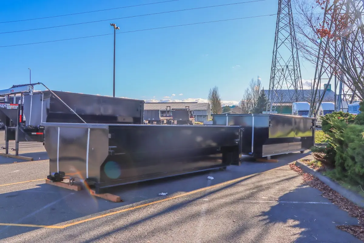 Roll-off dumpster ready for waste disposal at job site for 15 Yard Dumpster Rental in DuBois